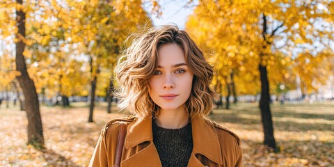 photo of young woman wearing modern fall fashion