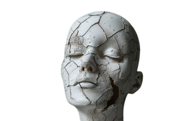 White Cracked Female Sculpture Head Varient 3