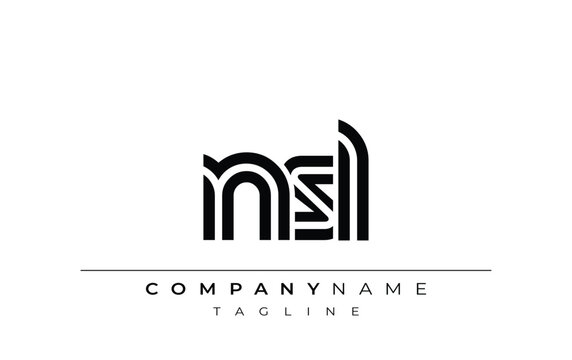 NSL Creative Unique Modern Letter Logo Design. Stylized logo featuring a unique letter design, presenting abstract minimalist aesthetics and modern appeal.
