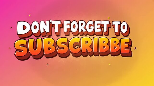 Colorful graphic urging viewers to subscribe, set against a vibrant background with playful elements