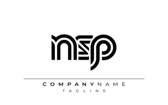 NSP Creative Unique Modern Letter Logo Design. Stylized logo featuring a unique letter design, presenting abstract minimalist aesthetics and modern appeal.