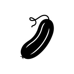 Simple Cucumber Vector Icon Bold Black Silhouette on White.