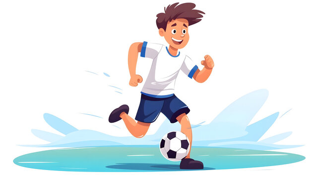 Professional image of a boy playing football and a man engaged in summer sports