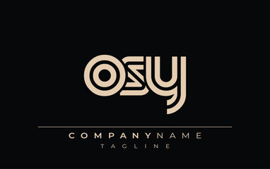 OSY Creative Unique Modern Letter Logo Design. Stylized logo featuring a unique letter design, presenting abstract minimalist aesthetics and modern appeal.
