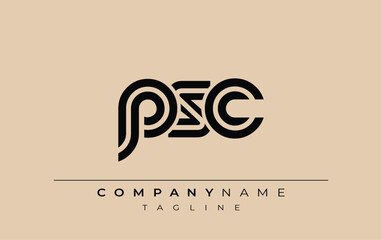 PSC Creative Unique Modern Letter Logo Design. Stylized logo featuring a unique letter design, presenting abstract minimalist aesthetics and modern appeal.
