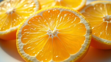 Display of sliced oranges