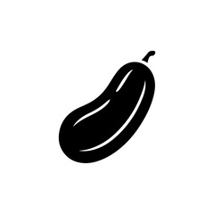 Cucumber Silhouette Illustration Flat Vector Icon on White Canvas.