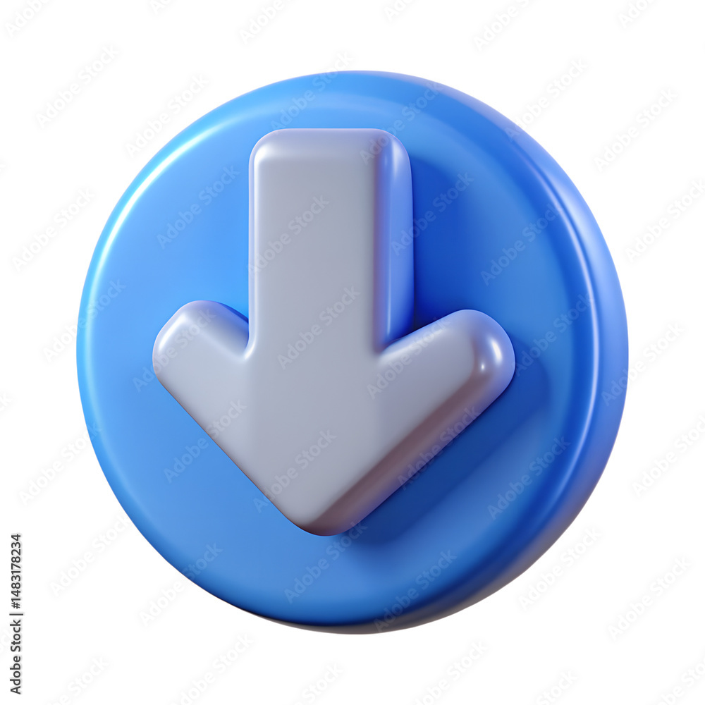 Aufkleber a visually appealing 3d rendering icon depicting a stylized downward arrow in a modern blue circle f