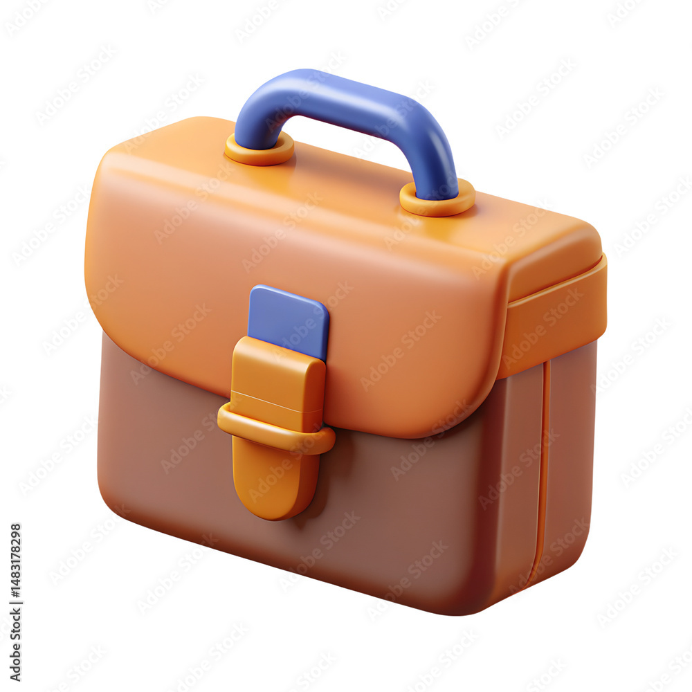 Poster an illustrative vibrant 3d rendering icon depicting a briefcase representing concepts of business an