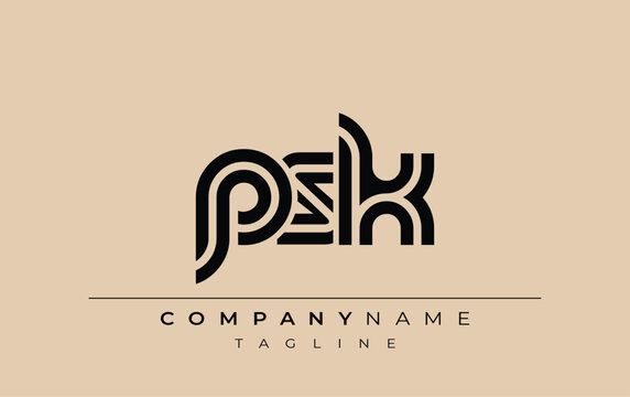 PSK Creative Unique Modern Letter Logo Design. Stylized logo featuring a unique letter design, presenting abstract minimalist aesthetics and modern appeal.