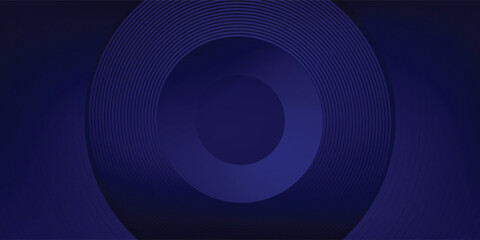 Abstract glowing circle lines on dark blue background. Geometric stripe line art design. Modern shiny blue lines. Futuristic technology concept. Suit for poster, cover, banner, brochure modern arts