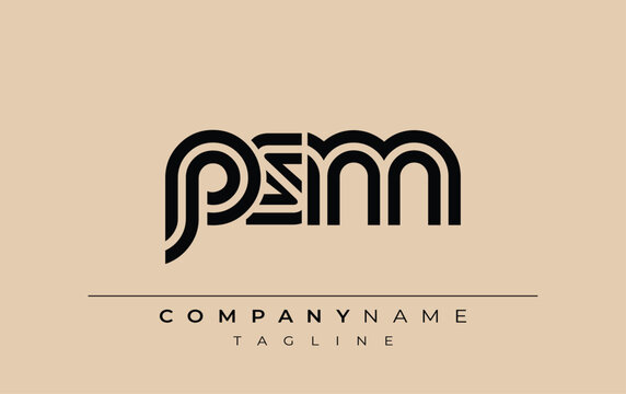 PSM Creative Unique Modern Letter Logo Design. Stylized logo featuring a unique letter design, presenting abstract minimalist aesthetics and modern appeal.
