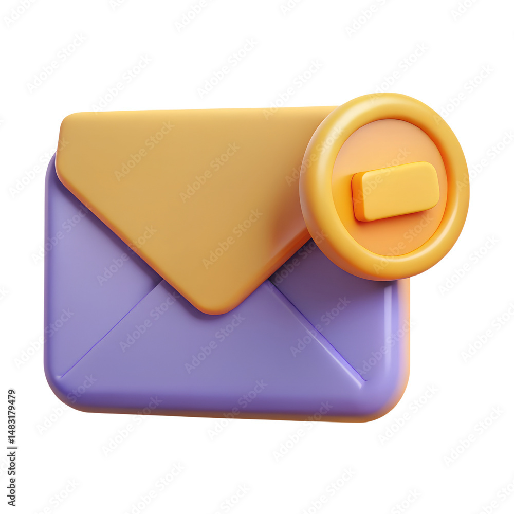 Poster stylized 3d rendering icon of a closed envelope with a notification badge represents new email commu