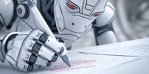 cartoon animation robot writer, large language model and artificial intelligence writing concept
