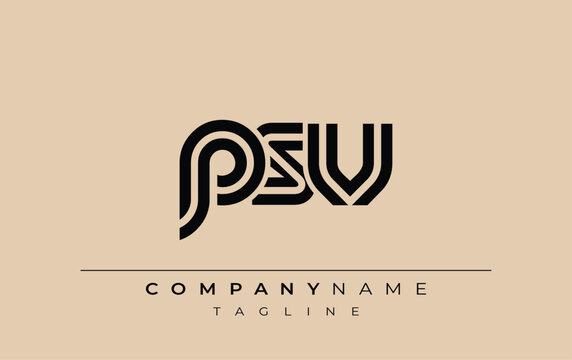PSV Creative Unique Modern Letter Logo Design. Stylized logo featuring a unique letter design, presenting abstract minimalist aesthetics and modern appeal.