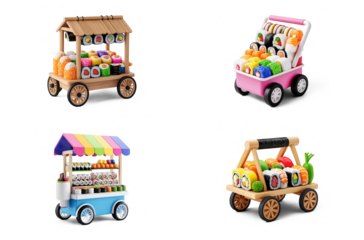 Street Vendor Serving Colorful Sushi Rolls