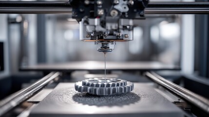 3D printer in action creating a gear