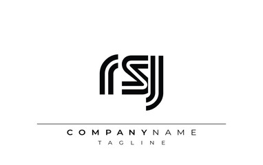RSJ Creative Unique Modern Letter Logo Design. Stylized logo featuring a unique letter design, presenting abstract minimalist aesthetics and modern appeal.