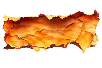 Textured fragment of cracked and peeling orange painted surface on black background