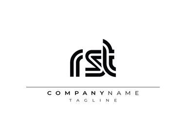 RST Creative Unique Modern Letter Logo Design. Stylized logo featuring a unique letter design, presenting abstract minimalist aesthetics and modern appeal.