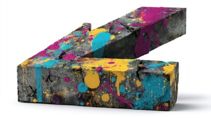 Colorful, cracked concrete arrow