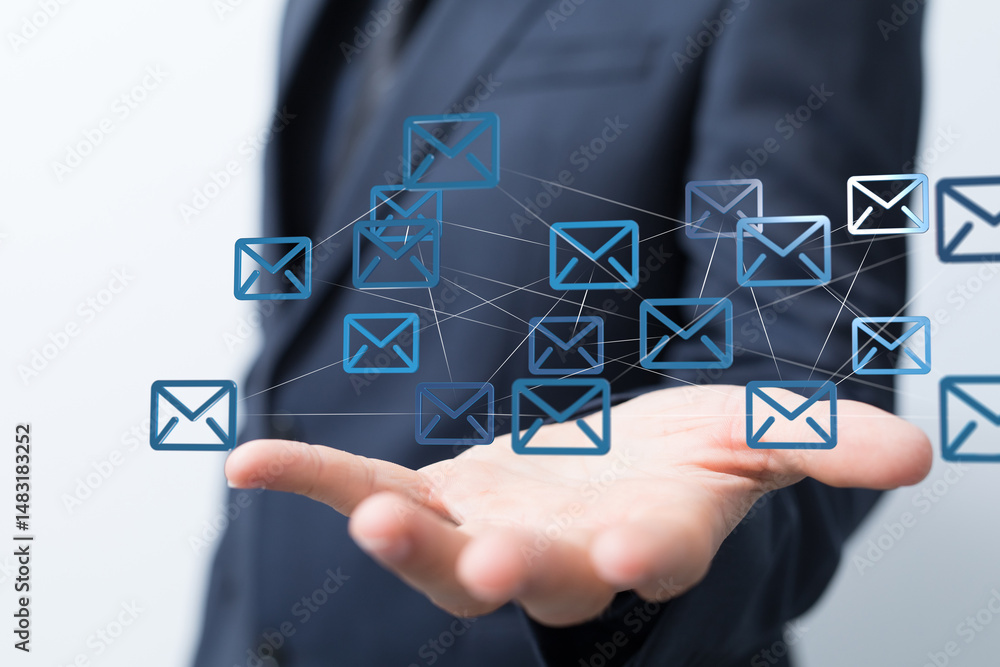 Fototapete Efficient email management.  Visual of interconnected emails. Improve inbox organization.