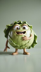 Fototapeta premium 3D-Rendered Cabbage Mascot Smiles