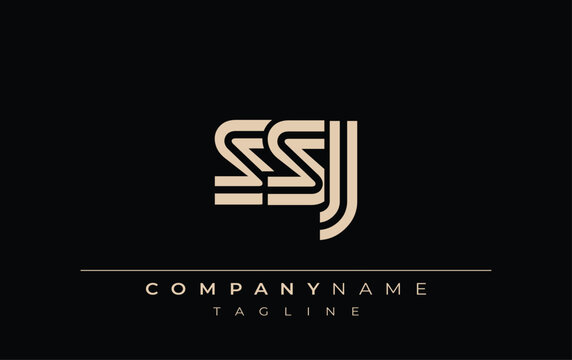 SSJ Creative Unique Modern Letter Logo Design. Stylized logo featuring a unique letter design, presenting abstract minimalist aesthetics and modern appeal.