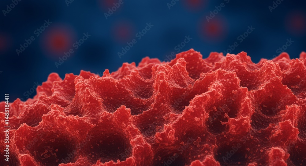 Poster cellular surface texture - microscopic view of a textured cellular surface, showing intricate detail