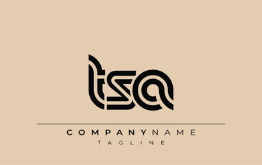 TSA Creative Unique Modern Letter Logo Design. Stylized logo featuring a unique letter design, presenting abstract minimalist aesthetics and modern appeal.