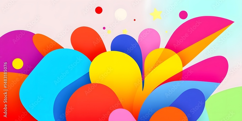 Poster bold shapes explosion, colorful abstract art. dynamic energy, vibrant background. optimistic visual 