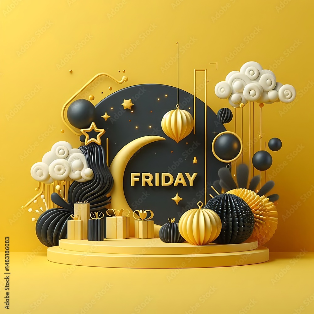 Fototapete modern style black friday poster with yellow empty space decoration with space for copy, created wit