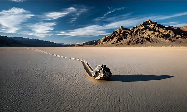 Racing Rock:  Dramatic Landscape of a Sailing Stone in Death Valley National Park