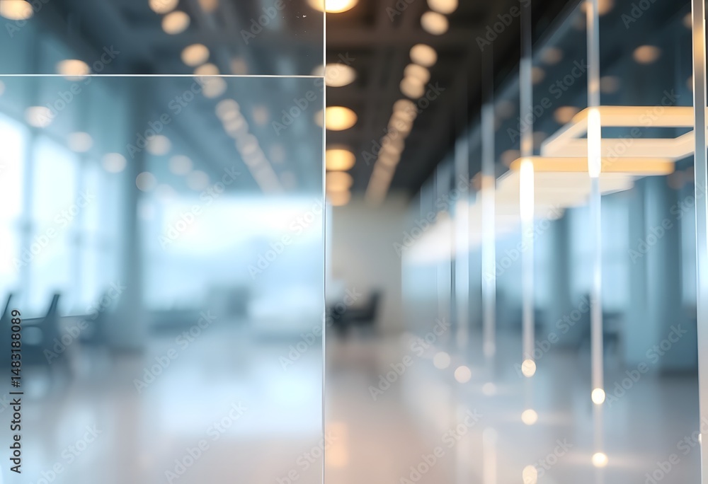 Poster Abstract Translucent Panels Design, Luminous Edges Create Visual Depth. Soft Focus Background Complements Sharp Details. Modern Aesthetic Lends A Sense Of Innovation. Technology, Architecture Or