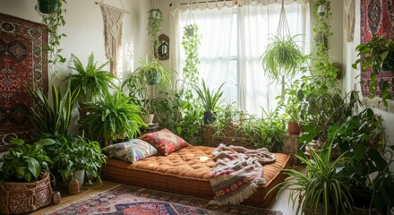 Obraz premium Bohemian plant-filled indoor room