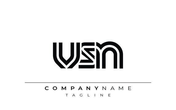 VSN Creative Unique Modern Letter Logo Design. Stylized logo featuring a unique letter design, presenting abstract minimalist aesthetics and modern appeal.