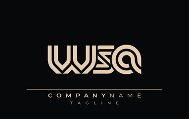 WSA Creative Unique Modern Letter Logo Design. Stylized logo featuring a unique letter design, presenting abstract minimalist aesthetics and modern appeal.