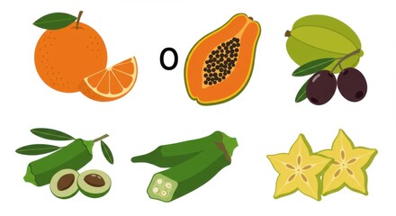 Vibrant Collection of Tropical Fruits and Vegetables