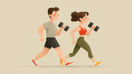 Fototapeta premium Determined man and woman running together in a scenic location focused on their fitness training goals