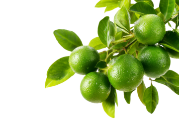 Lime tree with ripe lime, isolated on transparent background.