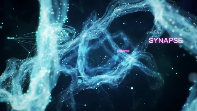 Abstract neural network with glowing synapses and connections. Ideal for science, AI tech explainers, or medical visuals. Reflects deep interconnectedness. 4k 60 fps.
