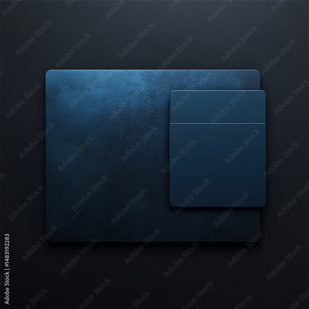 Poster navy textured surface with layered rectangles: minimalist abstract composition for backgrounds and d
