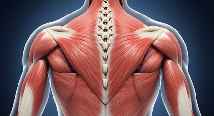 Human Back Anatomy Showing Muscles and Spine