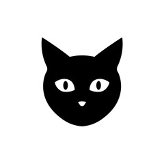 Black kitten kitty face head icon. Cute cartoon funny character. Vector illustration 
