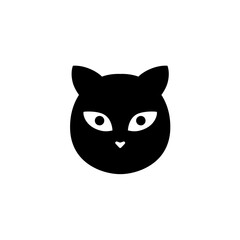 Black kitten kitty face head icon. Cute cartoon funny character. Vector illustration 