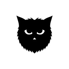 Black kitten kitty face head icon. Cute cartoon funny character. Vector illustration 