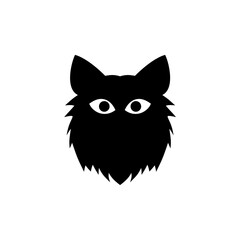 Black kitten kitty face head icon. Cute cartoon funny character. Vector illustration 