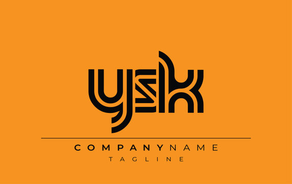 YSK Creative Unique Modern Letter Logo Design. Stylized logo featuring a unique letter design, presenting abstract minimalist aesthetics and modern appeal.