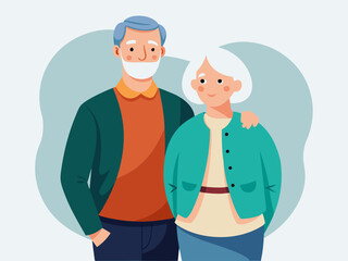 Fototapeta premium Happy senior couple standing together wearing casual clothes