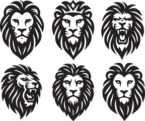 lion head icon set